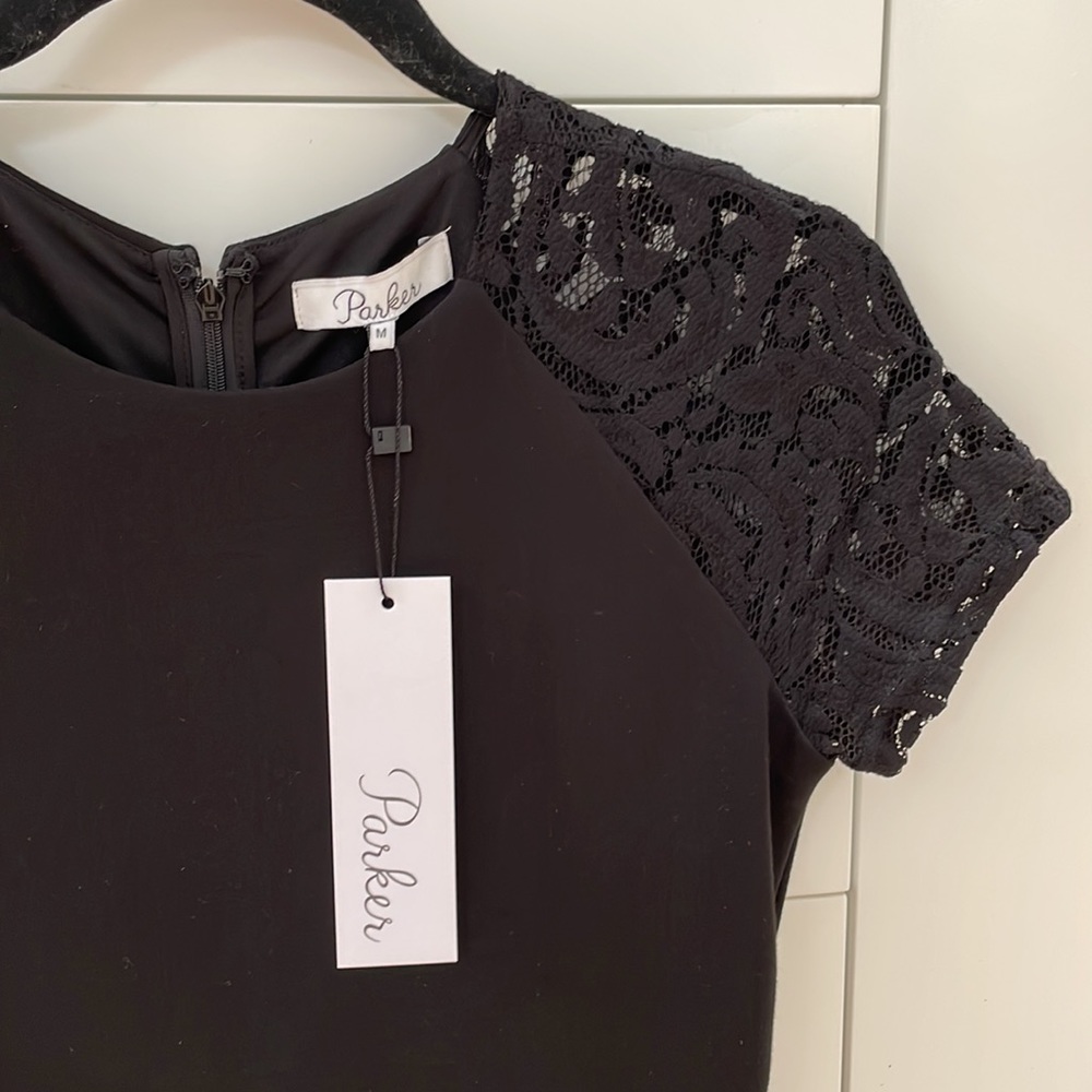NWT Parker black lace, fit and flare mini dress